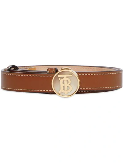 Burberry Monogram-embellished Leather Belt In Brown