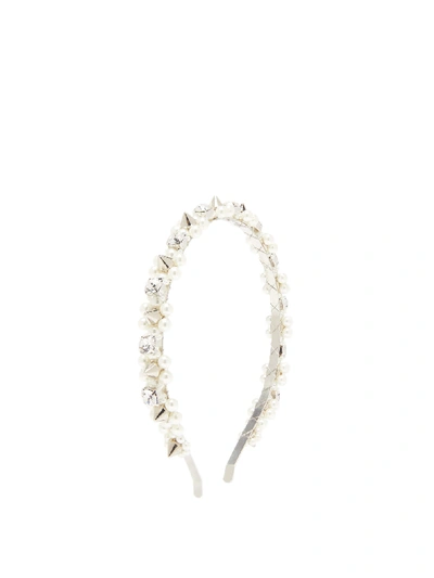 Simone Rocha Faux-pearl And Crystal Embellished Headband In Pearl Silver Clear