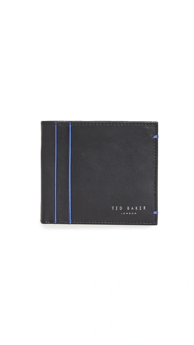 Ted Baker Passing Trifold Highlight Detail Wallet In Black