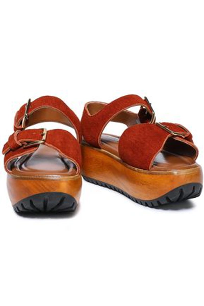 Marni Textured-suede Platform Sandals In Tan
