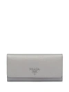 Prada Saffiano Logo Plaque Wallet In Grey