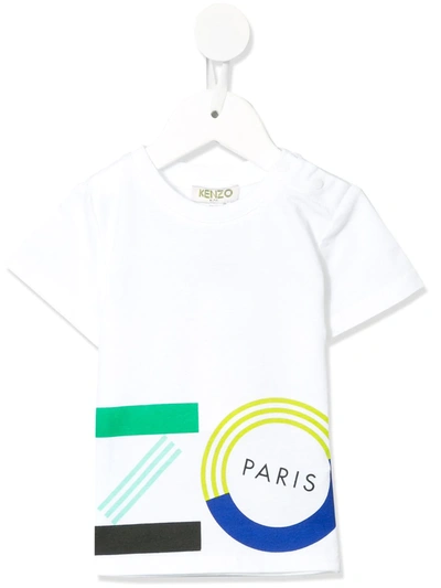 Kenzo Babies' Logo Print T-shirt In White
