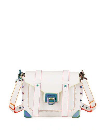 Michael Michael Kors Manhattan Small Messenger Bag With Neon Contrast In Optic White