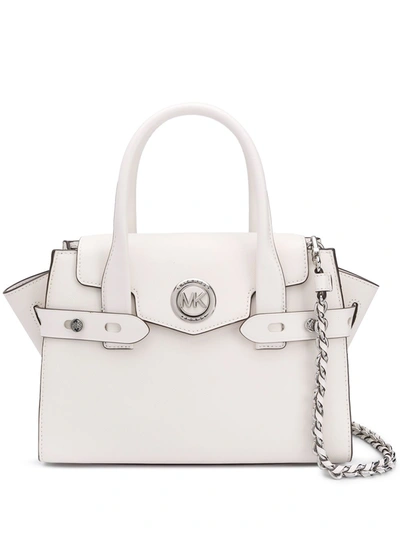 Michael Michael Kors Carmen Small Flap Belted Satchel Bag In White