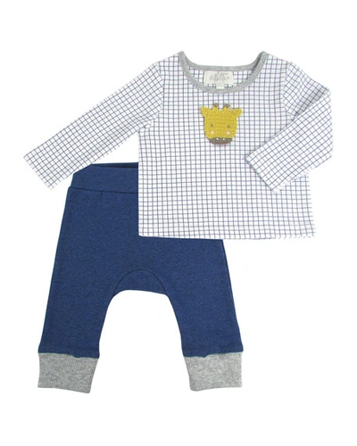 Albetta Kids' Crochet Giraffe Top W/ Pants In Blue