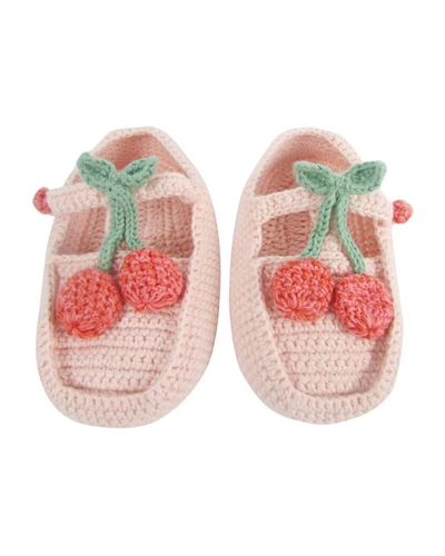 Albetta Crochet Cherry Booties, Baby In Pink