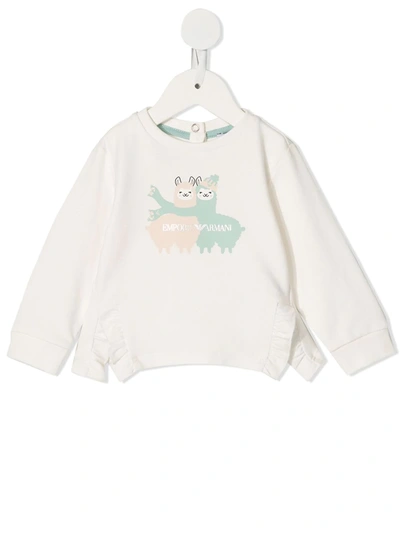 Emporio Armani Babies' Llama Print Sweatshirt In White