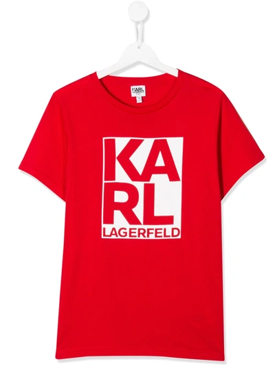 Karl Lagerfeld Kids' Logo T-shirt In Red