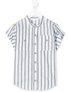 Chloé Kids' Striped Short-sleeved Shirt In White
