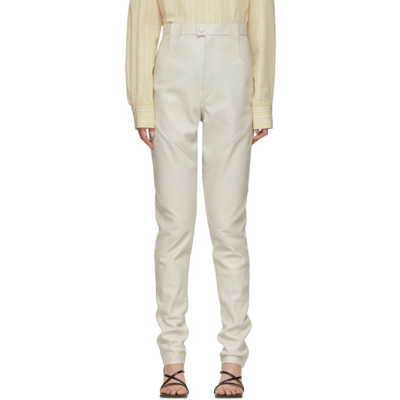 Isabel Marant Xenia High-rise Leather Trousers In 20ck Chalk
