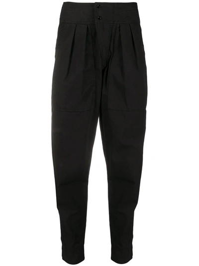 Isabel Marant Étoile Mariz High-rise Pleated Cotton Trousers In Black
