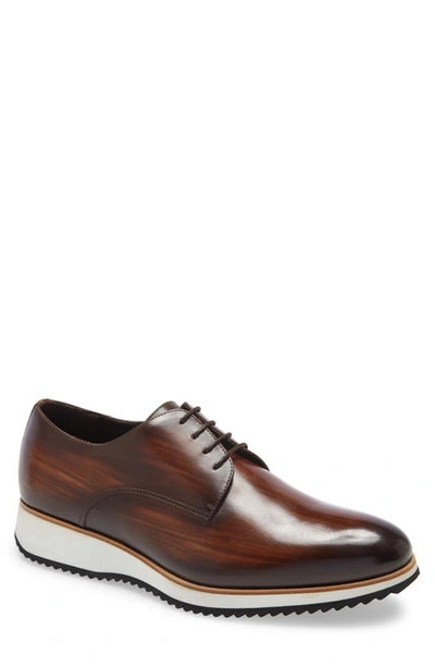 Ike Behar Men's Modus Two-tone Patina Leather Derby Sneakers In Dark Brown