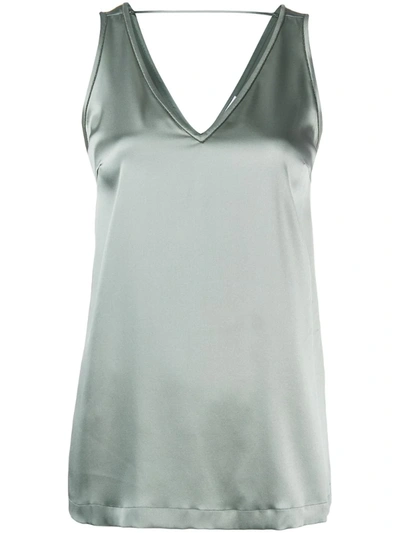 Brunello Cucinelli V-neck Sleeveless Top In Grey