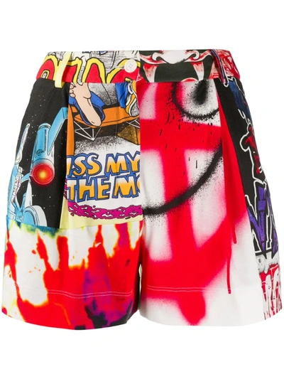 Moschino High-waist Graphic-print Shorts In Red
