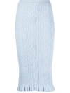 Acne Studios Kora Light Blue Ribbed-knit Midi Skirt