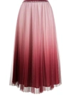 Red Valentino Pink Dégradé Pleated Tulle Midi Skirt