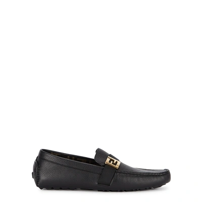 Fendi Black Grained Leather Driving Shoes