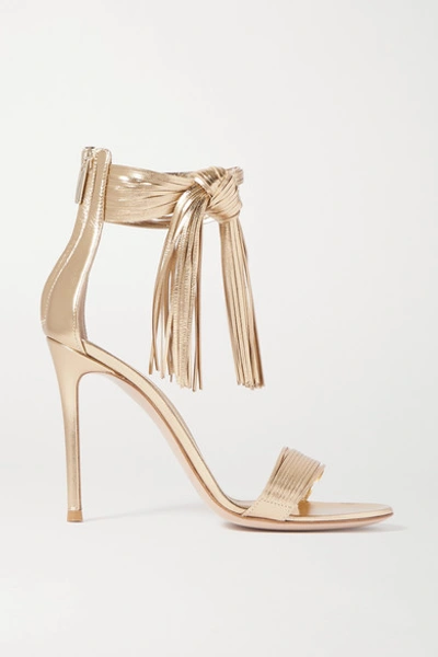 Gianvito Rossi Noelle 105 Gold Fringed Leather Sandals