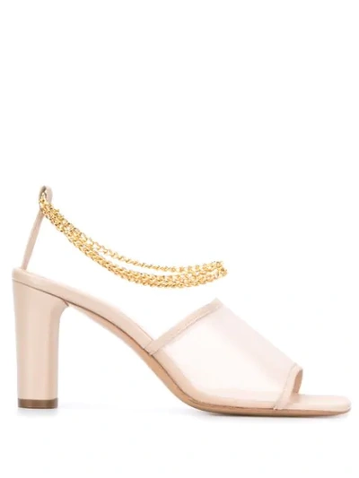 Kalda Inez 75 Chain-embellished Mesh Mules In Neutrals