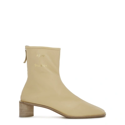 Acne Studios 45 Sand Leather Ankle Boots In Ecru