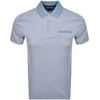 Ted Baker Flat-knit Short-sleeve Polo In Mid Blue
