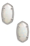 Kendra Scott Ellie Oval Stud Earrings In White Opal/ Silver