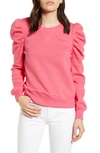 Rebecca Minkoff Janine Pleated Shoulder Sweatshirt In Pink Punch