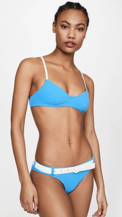 Solid & Striped The Rachel Stretch-corduroy Bikini Top In Azure Corduroy