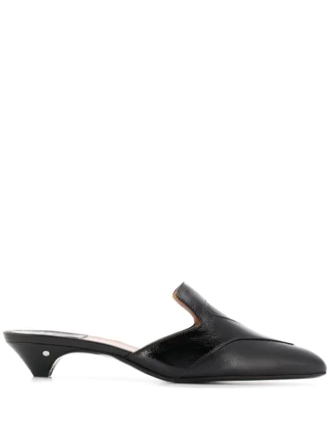black kitten heel mules