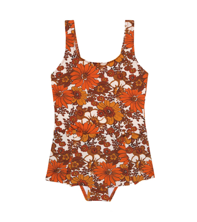 Dodo Bar Or Kids' Floral Swimsuit In Orange