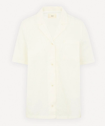 Folk Half-sleeve Soft Collar Shirt In White