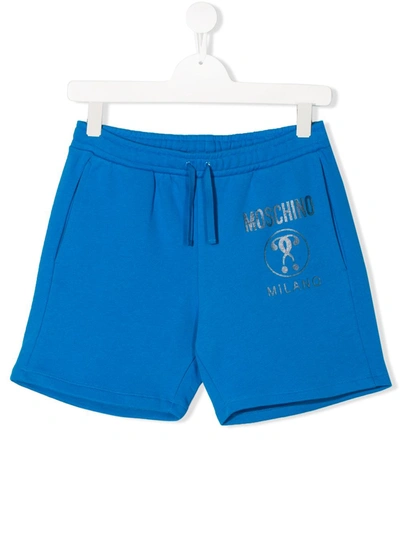 Moschino Kids Sport Shorts With Print In Blu