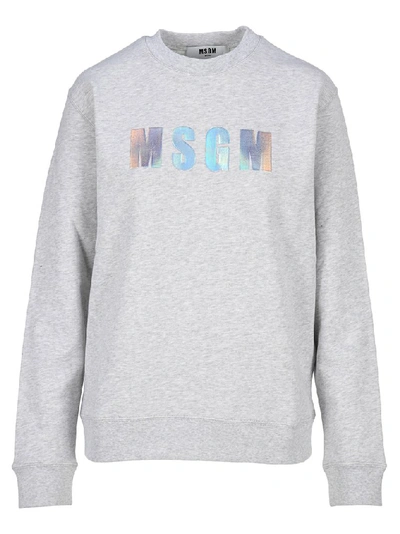 Msgm Reflective Logo Sweatshirt In Grey