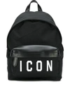 Dsquared2 Logo Detail Nylon Backpack In Nero/bianco