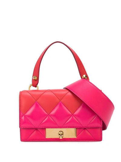 Alexander Mcqueen Skull Lock Small Quilted Shoulder Bag In New Red+orchid Pink