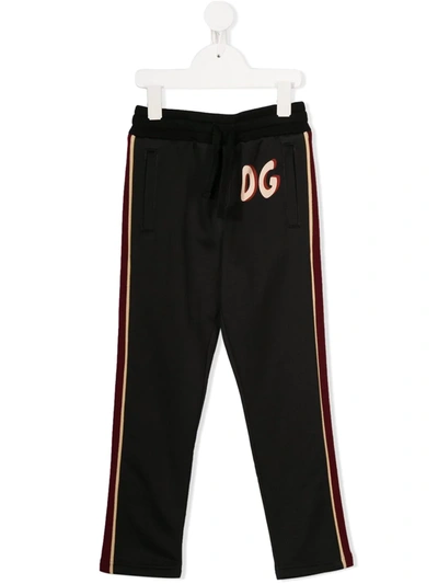 Dolce & Gabbana Kids' Logo Track Trousers In Black