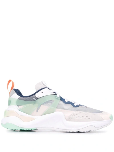 Puma Rise Low-top Sneakers In White/mist Green/cantaloupe