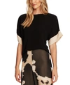 Vince Camuto Dropped-shoulder Colorblocked Blouse In Rich Black