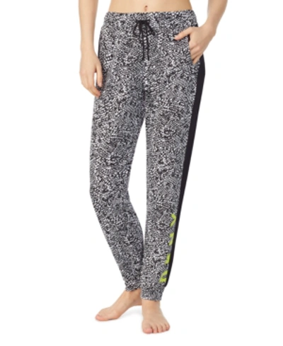 Dkny Tuxedo-stripe Jogger Pajama Pants In Black Print