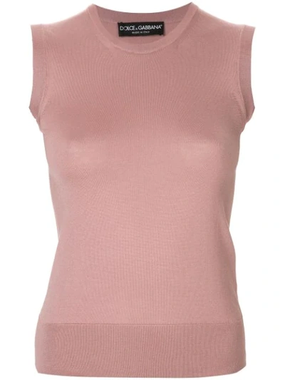 Dolce & Gabbana Metallic Knit Sleeveless Sweater In Pink