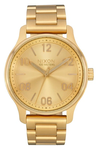 Nixon Men's Patrol Stainless Steel Bracelet Watch 42mm In All Gold