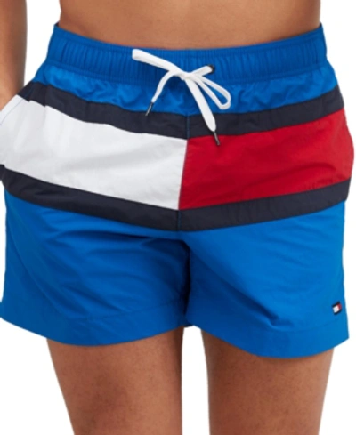 Tommy Hilfiger Men's Colorblocked Oscar Swim Trunks, Created For Macy's In Cobalt