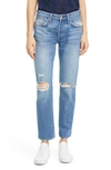 Rag & Bone Dre Cropped Distressed Faded Boyfriend Jeans In Bristol