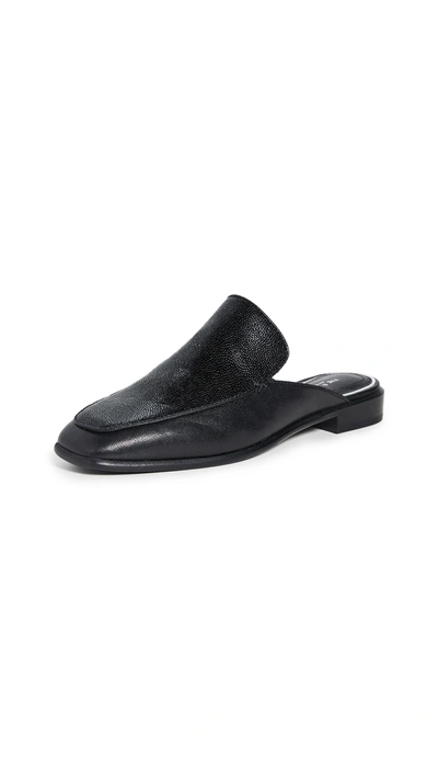 Rag & Bone Aslen Stingray-effect And Textured-leather Slippers In Black