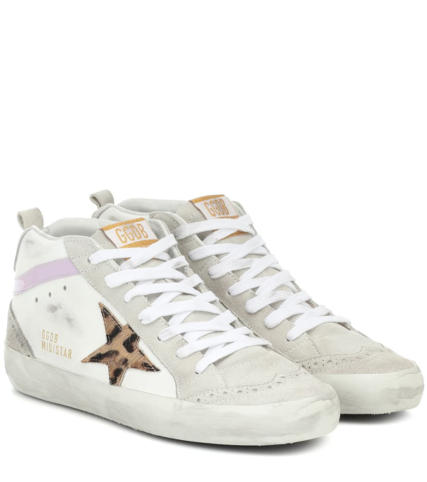 golden goose white leopard mid star sneakers