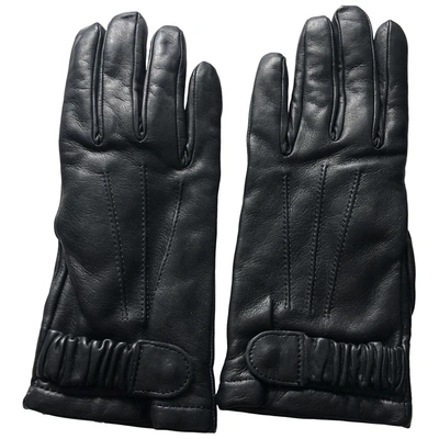 Pre-owned Max Mara Leather Gloves In Black