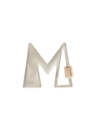 Marla Aaron 14k Yellow Gold Large M Lock Charm In White