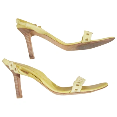 Pre-owned Celine Leather Sandals In Yellow