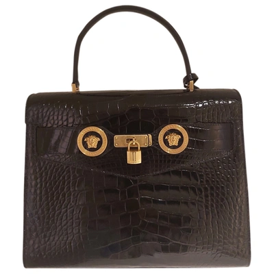 Pre-owned Versace Black Alligator Handbag