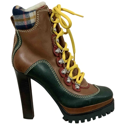 Pre-owned Dsquared2 Leather Lace Up Boots In Brown